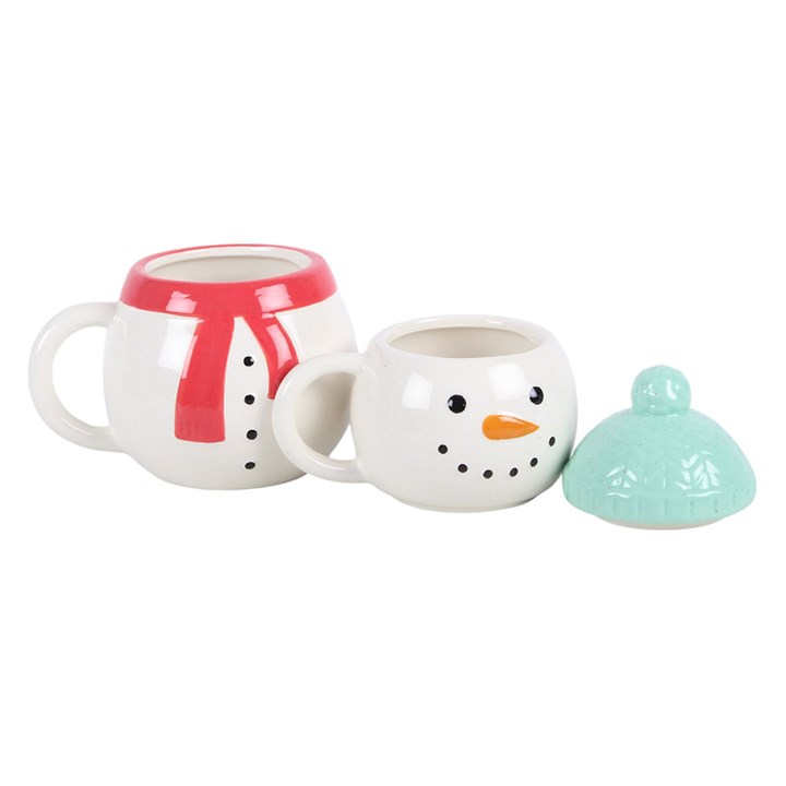 Set of 2 Winter Snowman Stacking Mugs - Image 3