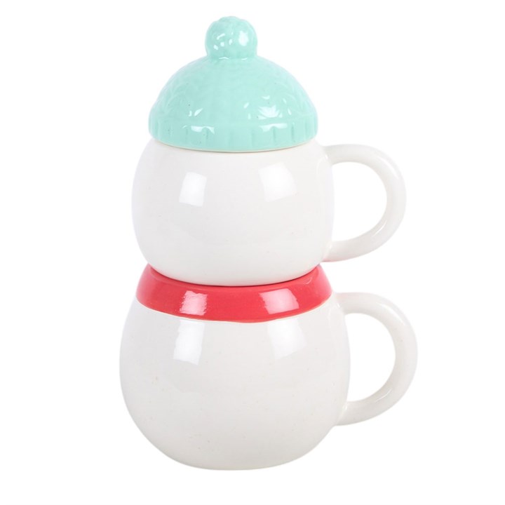 Set of 2 Winter Snowman Stacking Mugs - Image 4