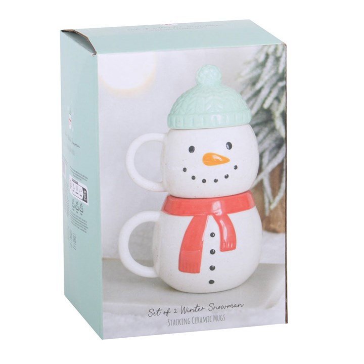 Set of 2 Winter Snowman Stacking Mugs - Image 5