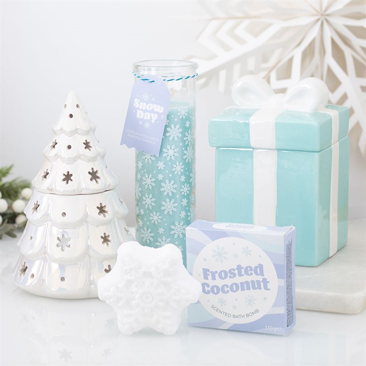 Iridescent Blue Snowflake Oil Burner and Wax Warmer - Image 6