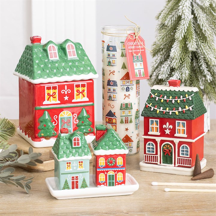 Christmas Street Print Gingerbread Cookie Tube Candle - Image 6