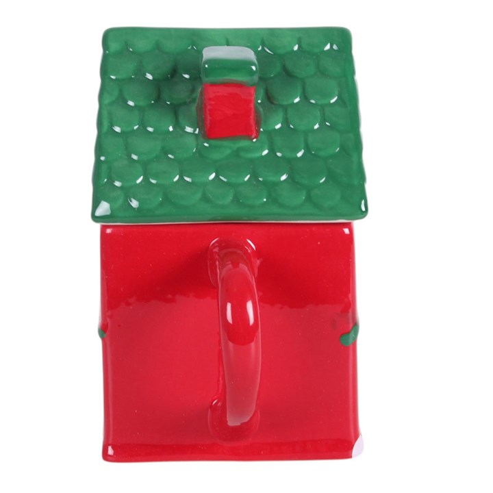 Red Christmas House Lidded Mug - Image 4