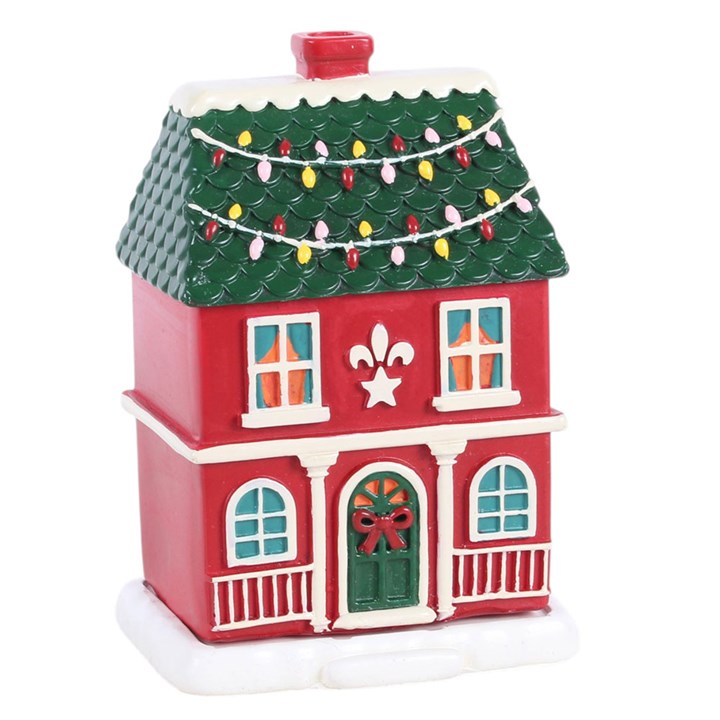 Red Christmas House Incense Cone Burner - Image 2