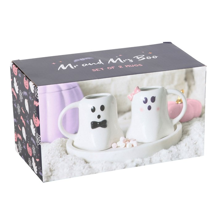 Mr and Mrs Boo Ghost Shaped Mug Set - Image 4