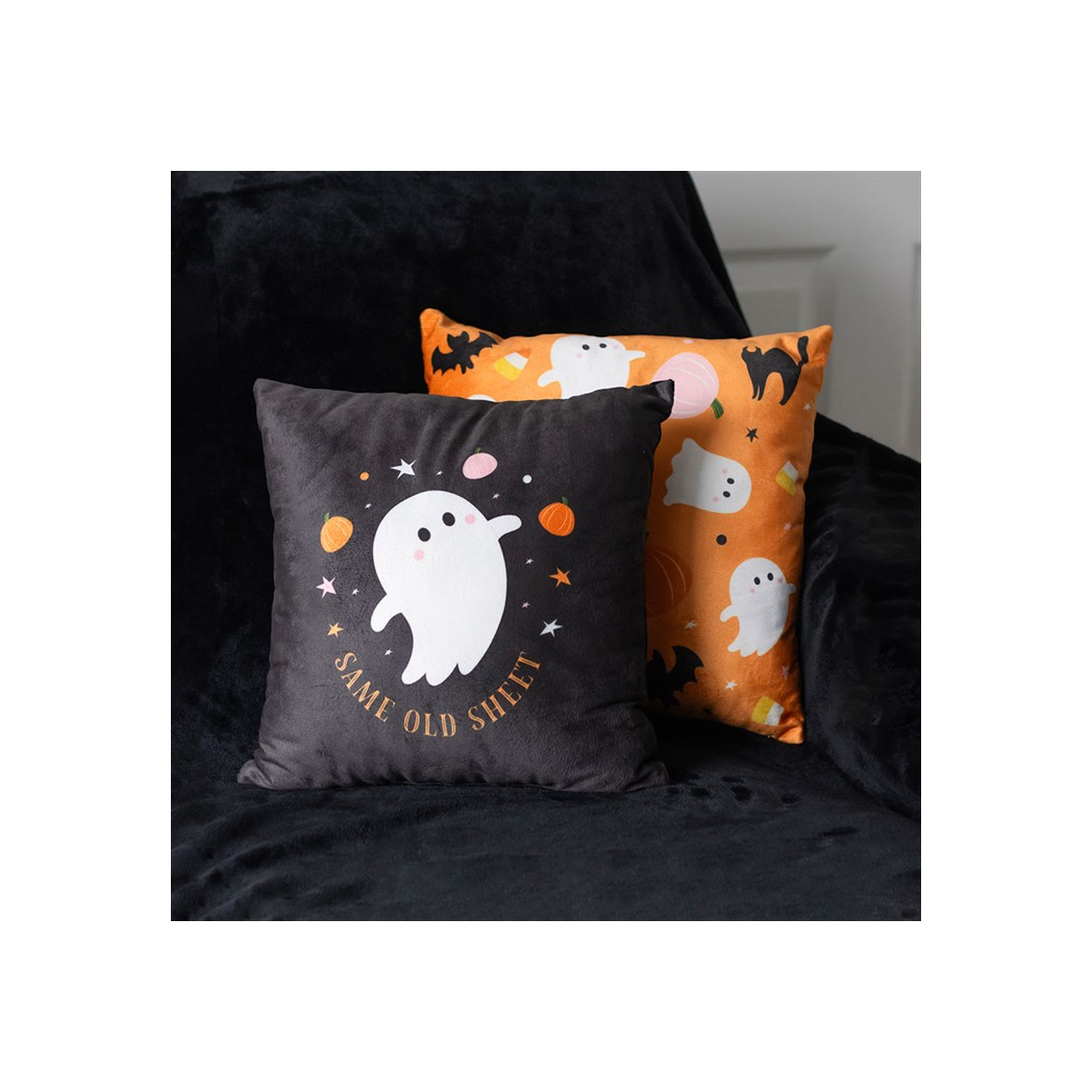Square Sweet and Spooky Ghost Print Cushion - Image 5