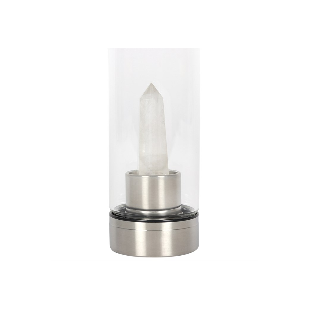 Clear Quartz Energising Glass Water Bottle - Image 2