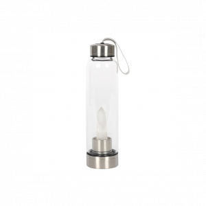 Clear Quartz Energising Glass Water Bottle