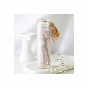 Athena Goddess Tube Candle with Clear Quartz Crystals