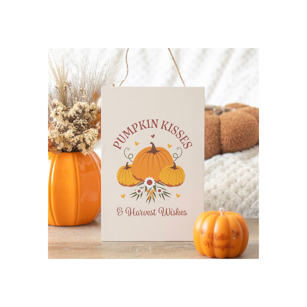 Pumpkin Kisses & Harvest Wishes Hanging Sign