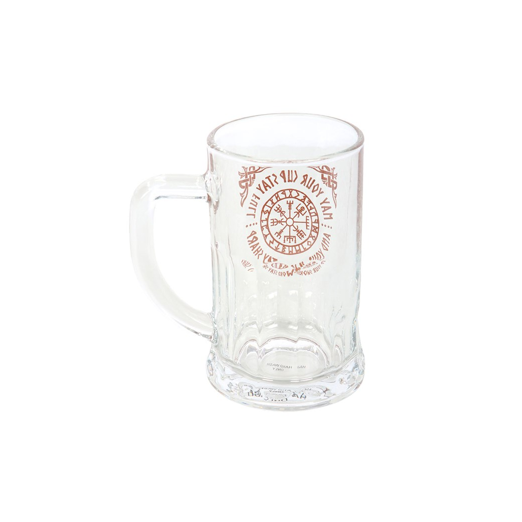 Viking Compass Glass Beer Tankard with Coaster - Image 3