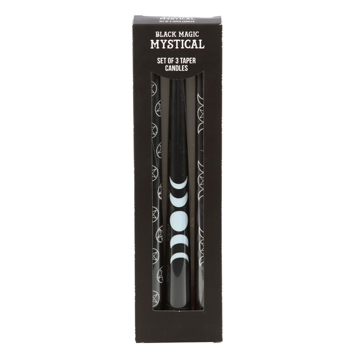 Set of 3 Black Magic Mystical Taper Candles - Image 2