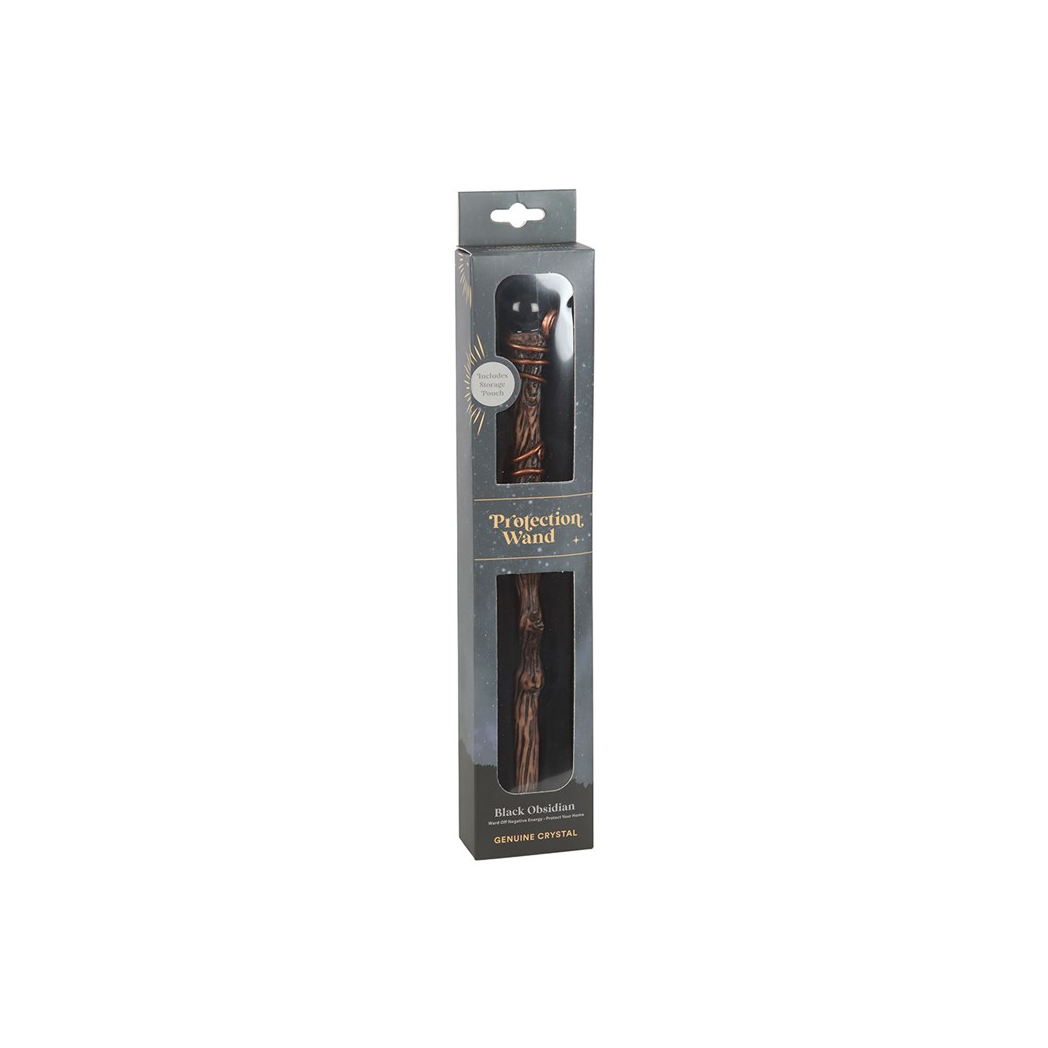 Protection Black Obsidian Crystal Wand with Pouch - Image 2
