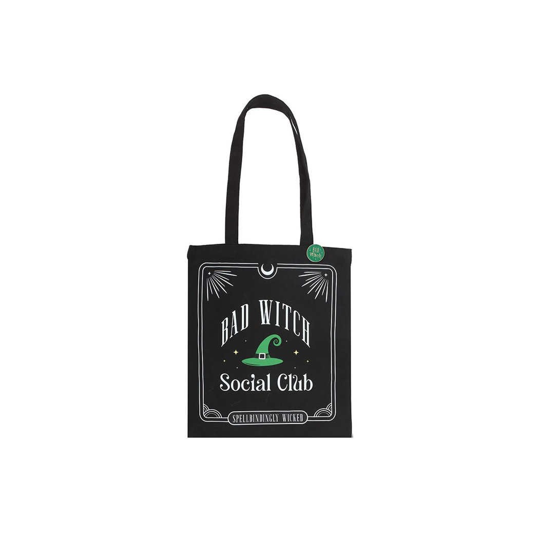 Bad Witch Social Club Polycotton Tote Bag with Pin Badge - Image 2