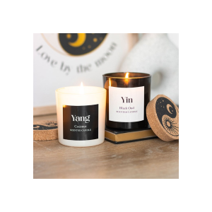 Set of 2 Yin Yang Black Oud and Coconut Candles