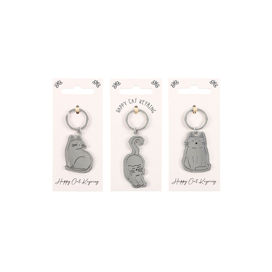 Set of 24 Happy Cat Keyrings on Display - Image 3