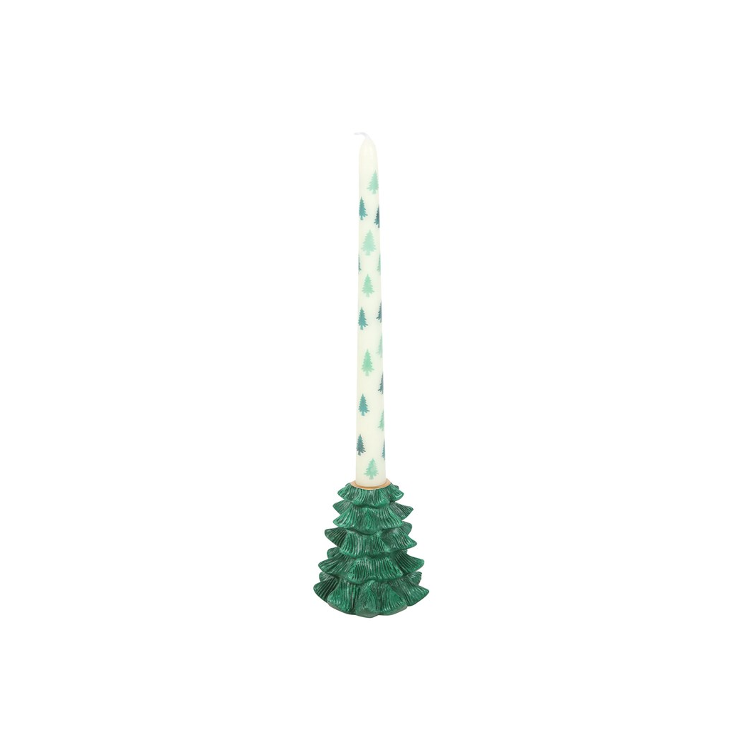 Green Fir Tree Taper Candle Holder - Image 2