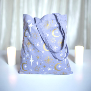 Purple Celestial Print Tote Bag